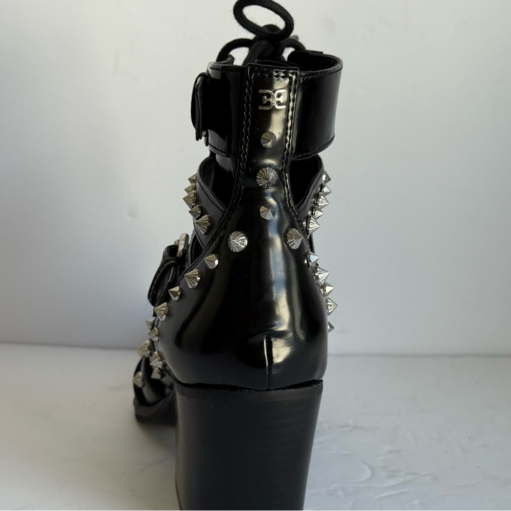 Sam Edelman Black Studded Lace-Up Boots - Picture 7 of 13